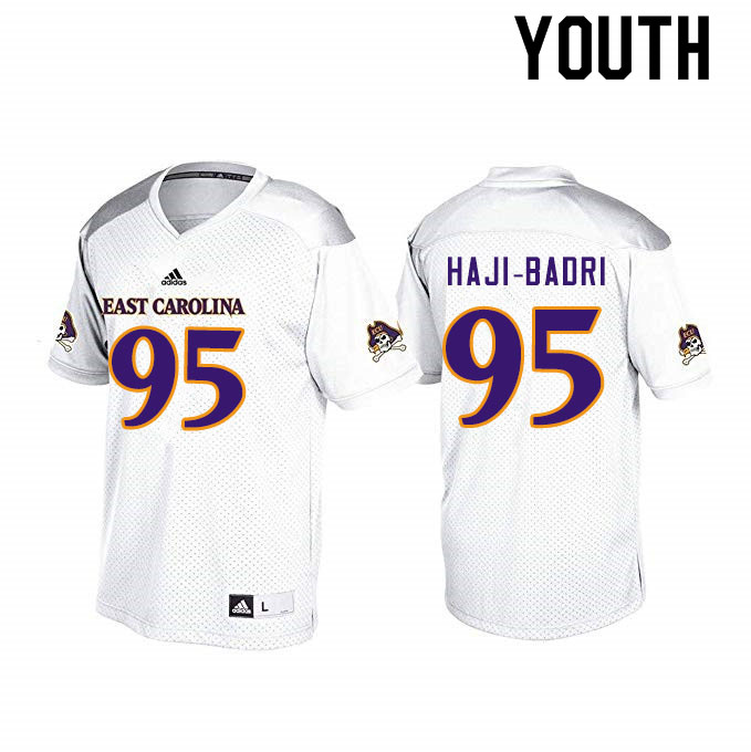 Youth #95 Hozey Haji-Badri ECU Pirates College Football Jerseys Sale-White
